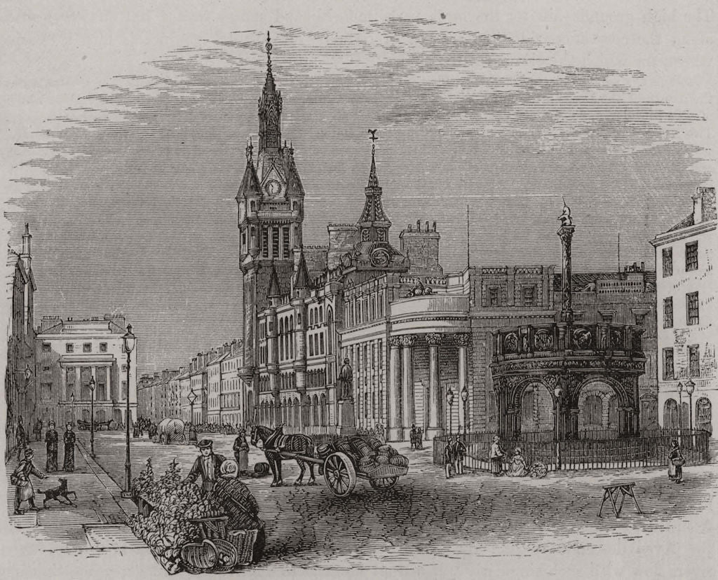 Aberdeen from the Cross. Scotland c1870 old antique vintage print picture